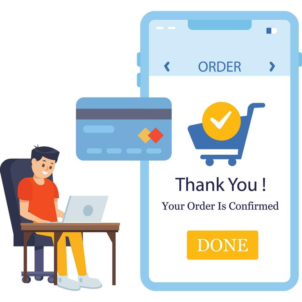 Illustration of a confirmed online order on a phone