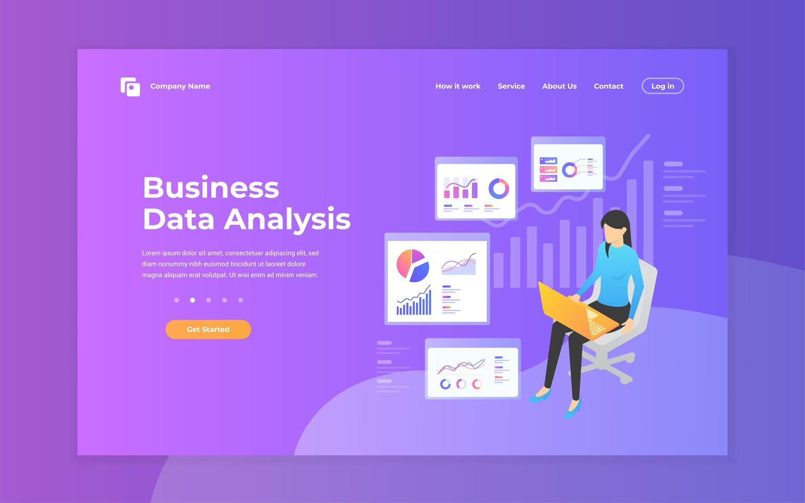 Illustration of business data analysis dashboards