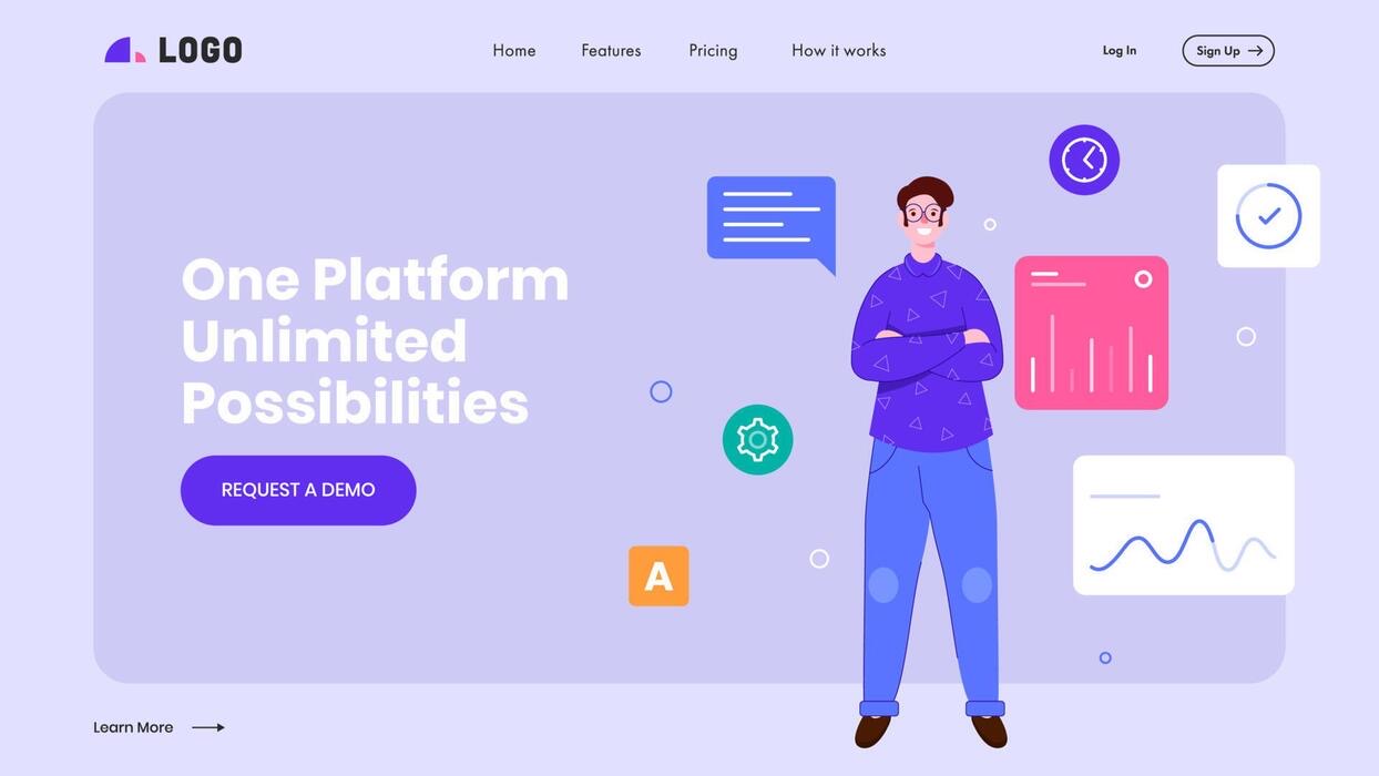 Illustration of a single SaaS platform with dashboards and widgets